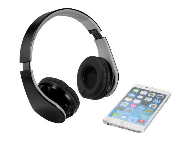 Auriculares potentes en plástico con bluetooth personalizado negro intenso Auriculares potentes en plástico con bluetooth personalizado negro intenso