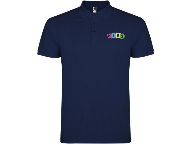 Polo de manga corta infantil Star Roly en punto piqué Azul marino detalle 19