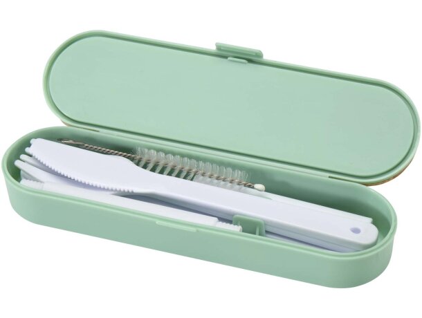 Set cubiertos reutilizables con tapa bambú Runa detalle 15