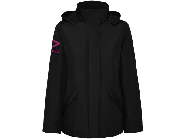 Parka acolchada America de Roly para mujer en poliéster reciclado Negro intenso detalle 1