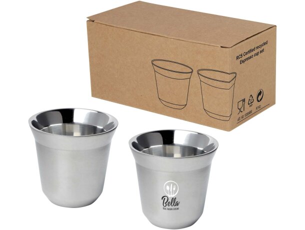Tazas espresso Duo acero inoxidable reciclado certificado Plateado detalle 1