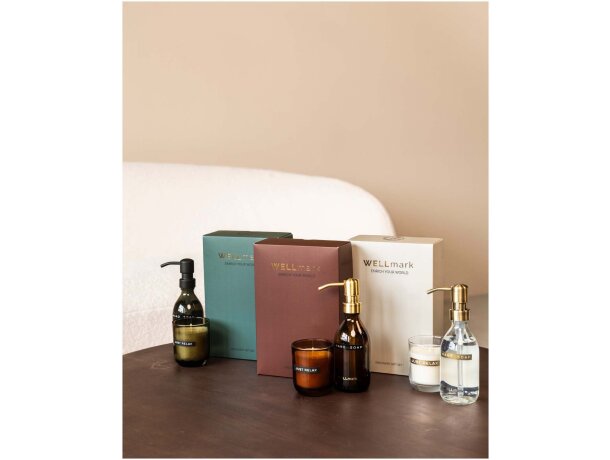 Set Wellmark Discovery dispensador jabón 250 ml con vela 150 g Blanco detalle 4