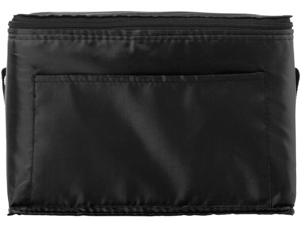 Bolsas térmicas publicitarias con bolsillo frontal y correa ajustable en poliéster Kumla Negro intenso detalle 1