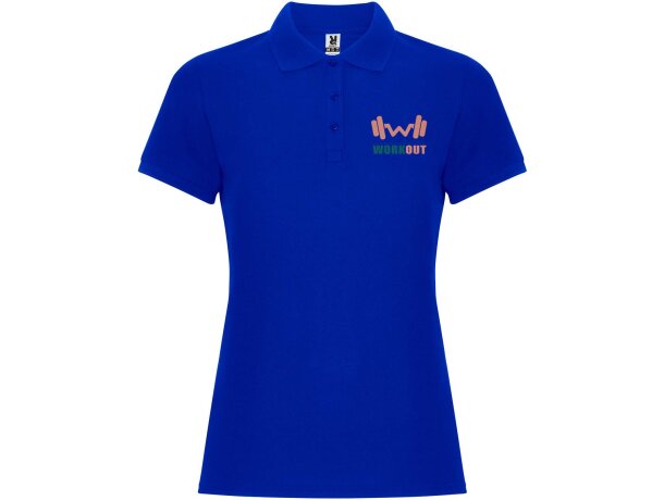 Polo manga corta mujer Pegaso Premium Roly piqué algodón Azul detalle 3