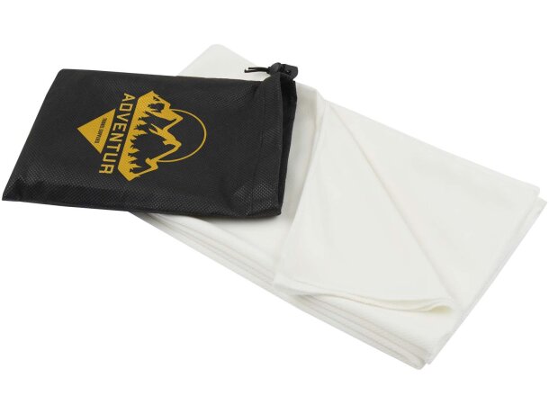 Toalla deportiva Lucas RPET 70x140 con bolsa reciclada Blanco detalle 6