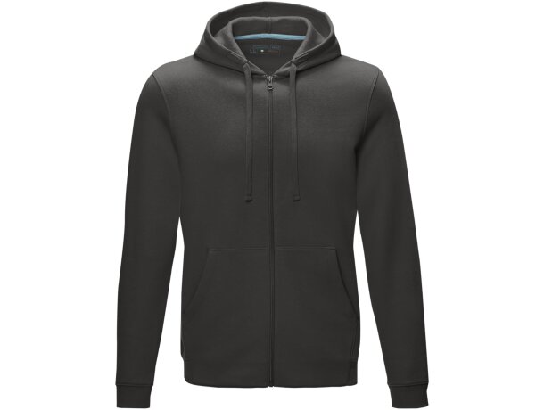 Sudadera con capucha y cremallera Ruby para hombre sostenible Gris tormenta detalle 22