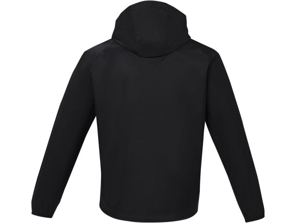Chaqueta ligera impermeable hombre Dinlas con capucha enrollable Negro intenso detalle 21