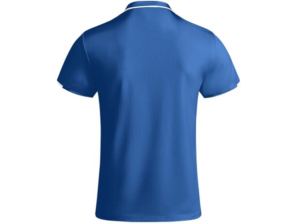 Polo deportivo manga corta infantil Tamil Roly poliéster reciclado Azul real/blanco detalle 14