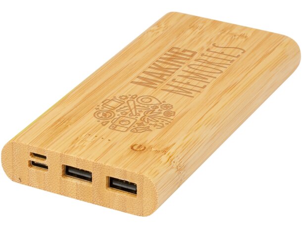 Batería externa bambú Tulda 10000 mAh certificación FSC Natural detalle 1