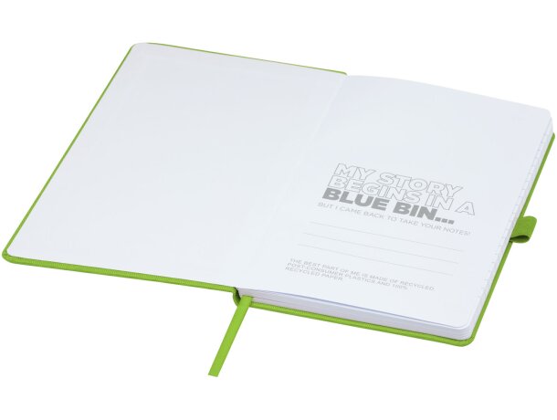 Libretas ecológicas tamaño A5 con tapa de RPET y 80 hojas recicladas Honua Verde lima detalle 17