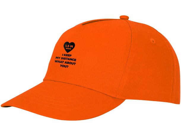 Gorra promocional de 5 paneles con impresión personalizada Naranja detalle 26