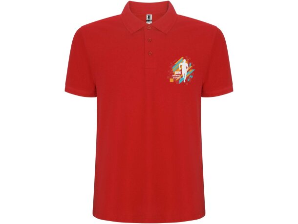 Polo manga corta hombre Pegaso Premium Roly punto piqué Rojo detalle 27