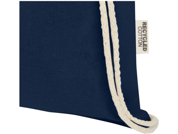 Bolsa con cordón Oregon de algodón reciclado certificado GRS Azul marino detalle 12