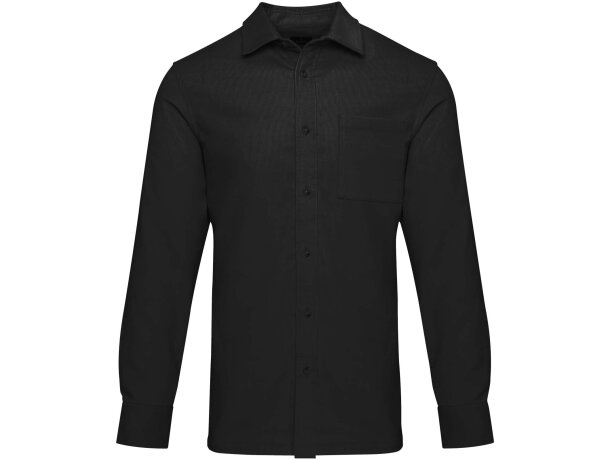Camisa unisex de pana Alum con bordado y algodón BCI Negro intenso detalle 2