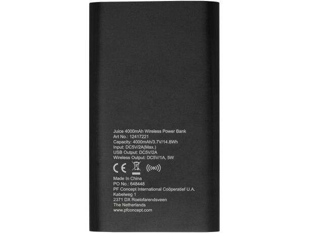 Batería externa inalámbrica Juice de 4000 mAh con aluminio Negro intenso detalle 25