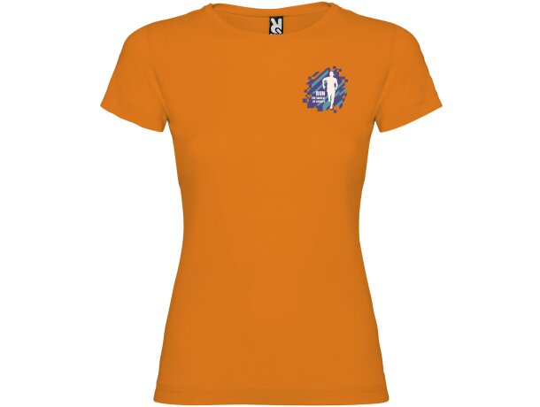 Camiseta mujer manga corta Jamaica Roly 100% algodón entallada Naranja detalle 33