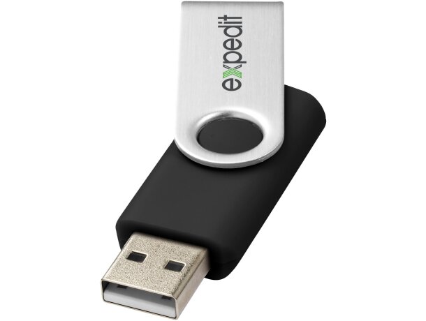 Memoria USB Rotate 16GB con cuerpo giratorio de aluminio Negro intenso detalle 1