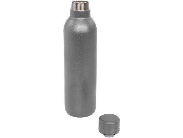 Botella termo con logo con tapa de rosca en acero inoxidable Thor Gris detalle 26