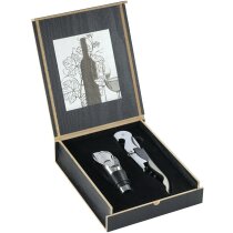 Set de vino de dos piezas en estuche de madera barato negro intenso Set de vino de dos piezas en estuche de madera barato negro intenso