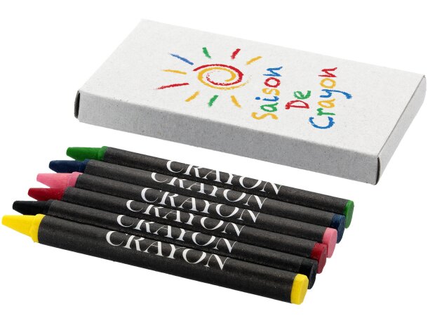 Caja de 6 ceras de colores Crayon Gris detalle 1
