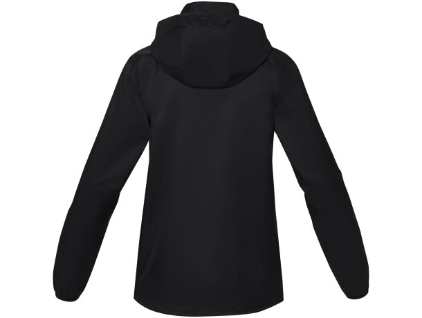 Chaqueta ligera impermeable mujer Dinlas con capucha enrollable Negro intenso detalle 21