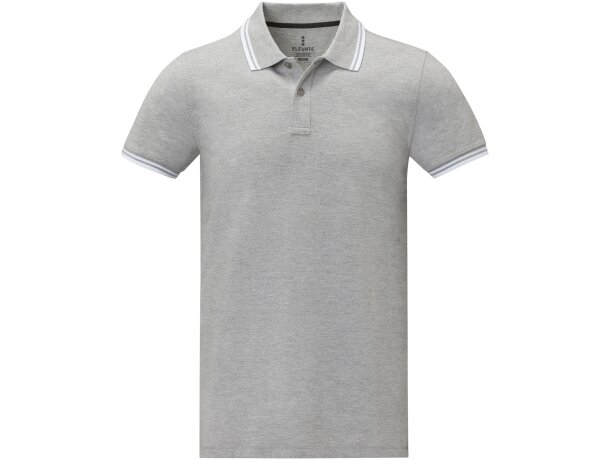 Polo de manga corta algodón BCI 200 g/m2 Elevate Life Gris mezcla detalle 9