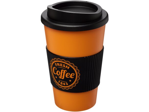 Vaso térmico 350ml con agarradera Americano Naranja/negro intenso detalle 77