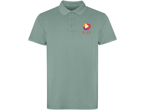 Polo manga corta unisex Cobain Roly acabado vintage Verde oscuro detalle 8