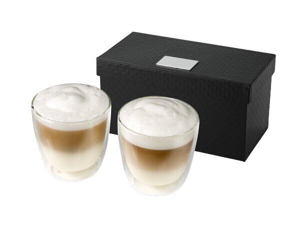 Set de dos tazas de café de 200 ml personalizada transparente Set de dos tazas de café de 200 ml personalizada transparente