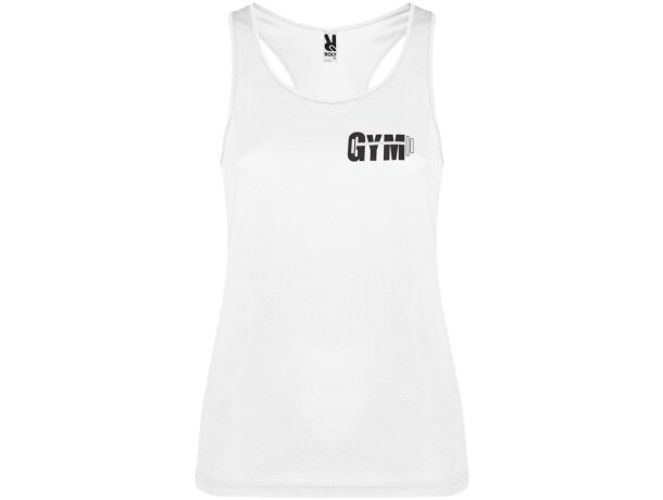 Camiseta deportiva sin mangas mujer Shura Roly cool fit Blanco detalle 21