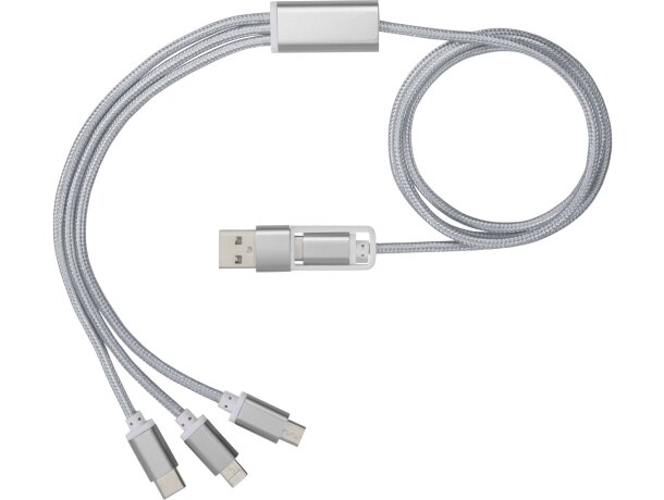 Cable de carga personalizado 100 cm con 5 conectores Versatile Plateado detalle 10