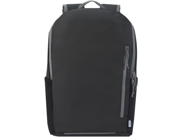 Mochila portátil 15 pulgadas Aqua con poliéster reciclado GRS Negro intenso detalle 2