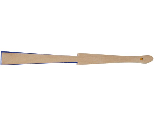 Abanico Manuela de madera y poliéster personalizable Azul real detalle 11