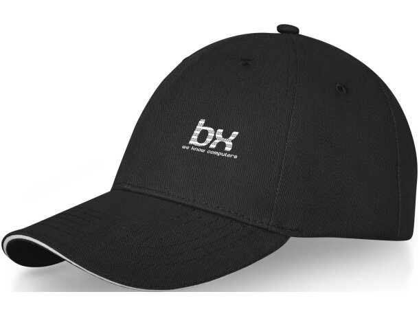 Gorra de 6 paneles Darton personalizadas con detalle de ribete elegante Negro intenso detalle 33