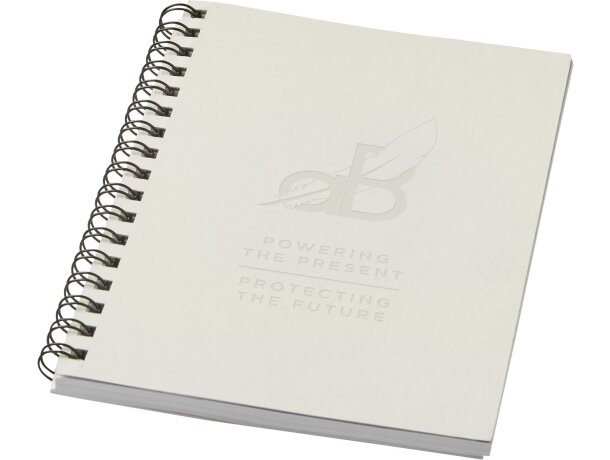 Cuaderno espiral A6 Desk-Mate reciclado 50 hojas personalizable Blanco marfil detalle 4