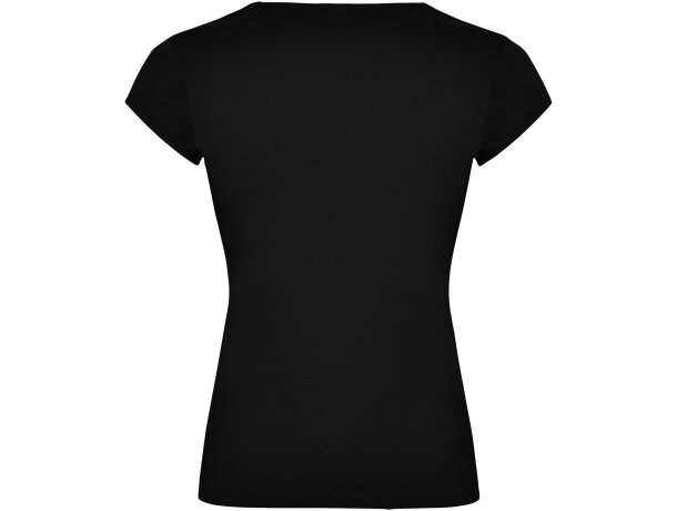 Camiseta manga corta mujer Belice Roly entallada cuello v Negro intenso detalle 2