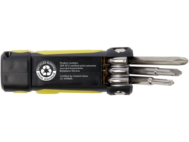 Destornillador reciclado 8 en 1 con linterna integrada Octo Amarillo detalle 11