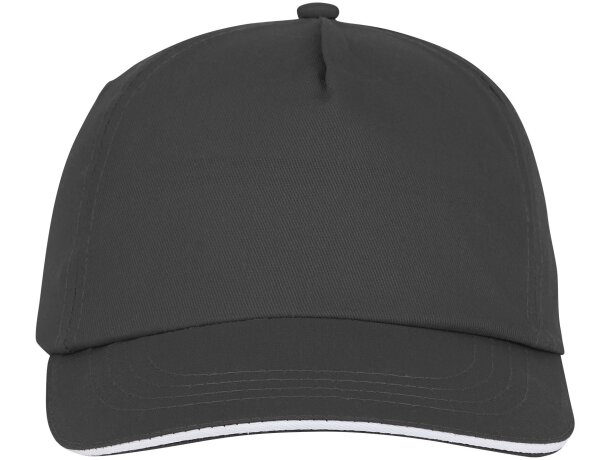 Gorra personalizable de 5 paneles con detalle de ribete Gris tormenta detalle 26