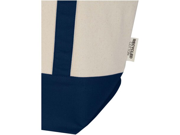 Bolsa tote de algodón reciclado certificado GRS Sam Azul marino/natural detalle 11