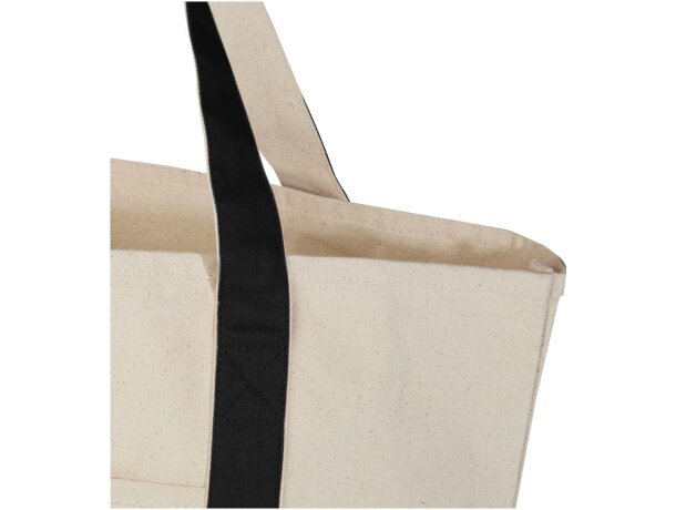 Bolsa tote de algodón reciclado certificado GRS Sam Negro intenso/natural detalle 6