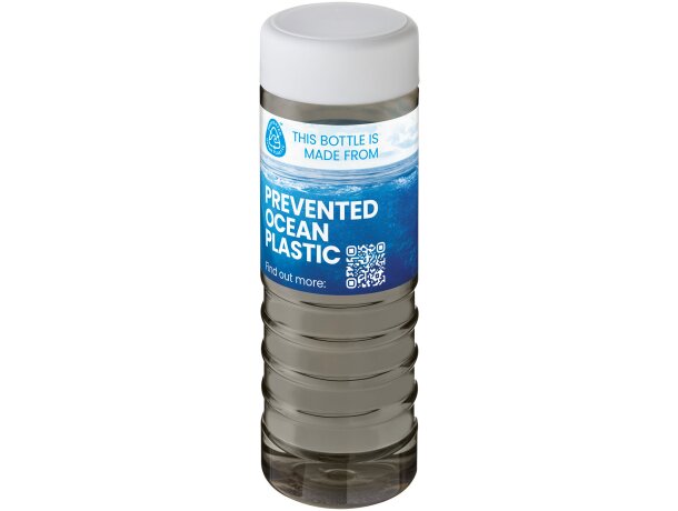 Bidón 750ml Eco Treble con tapa rosca plástico oceánico reciclado Carbón/blanco detalle 5