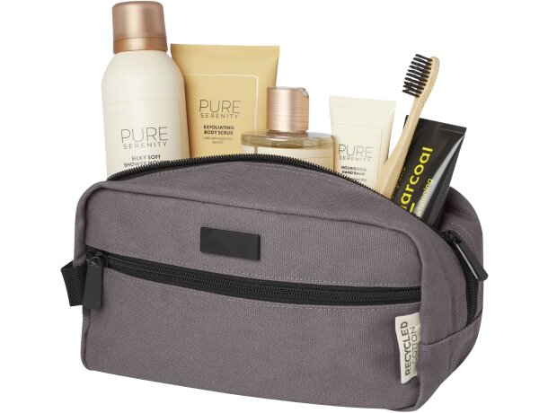 Neceser de viaje Joey con lona reciclada certificada GRS Gris detalle 10