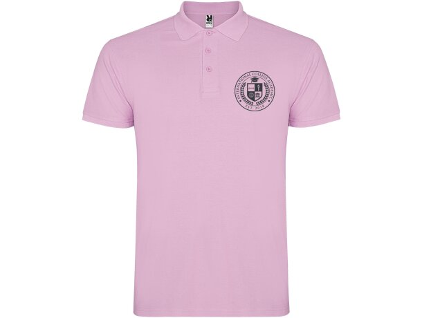 Polo manga corta hombre Star Roly 100% algodón piqué 200 g/m² Rosa claro detalle 69