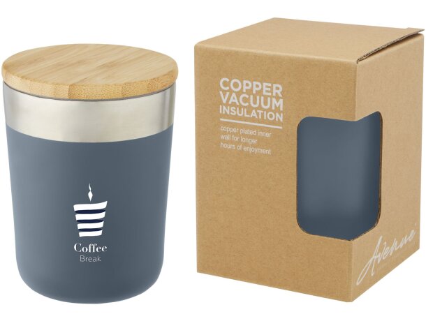 Vaso isotérmico Lagan con tapa bambú y aislamiento al vacío Azul hielo detalle 10