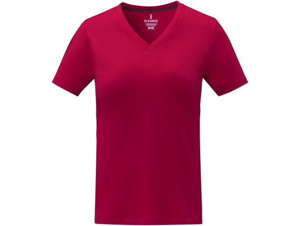 Camiseta de manga corta y cuello en V para mujer Somoto Rojo detalle 6