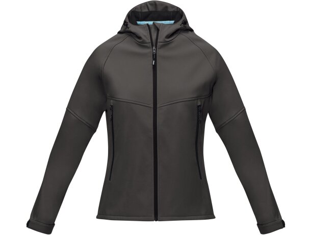 Chaqueta softshell reciclada Coltan para mujer con GRS Gris tormenta detalle 10