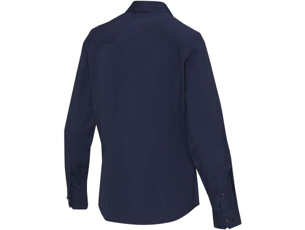 Camisa popelina mujer Carnelian algodón BCI elástico Azul marino detalle 15