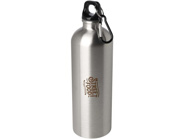 Bidón Oregon de acero inoxidable reciclado con mosquetón Plateado detalle 10