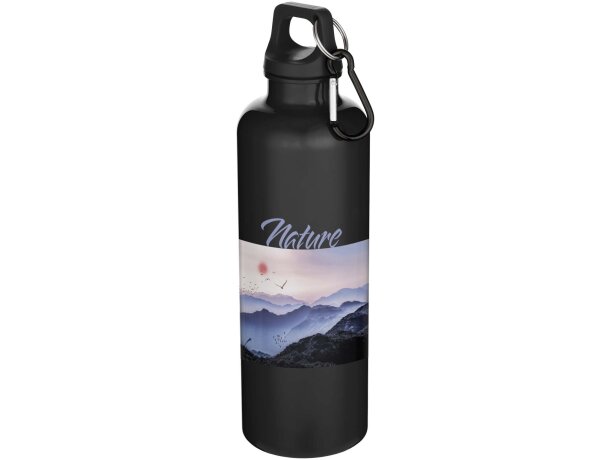 Botella Oregon 750ml con mosquetón en PET reciclado certificado Negro intenso detalle 1