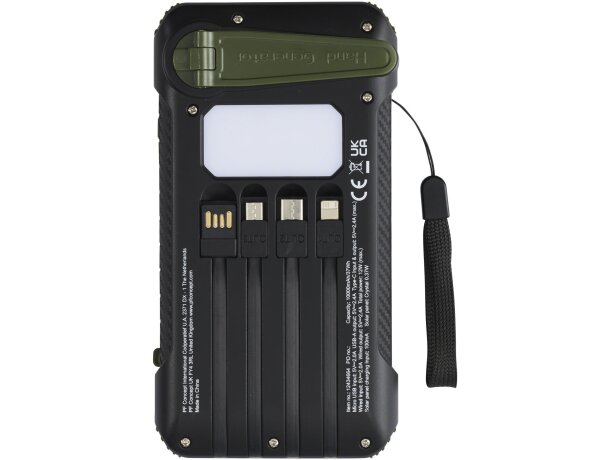 Batería externa solar y dinamo manual Soldy 10000mAh RCS Verde militar detalle 3